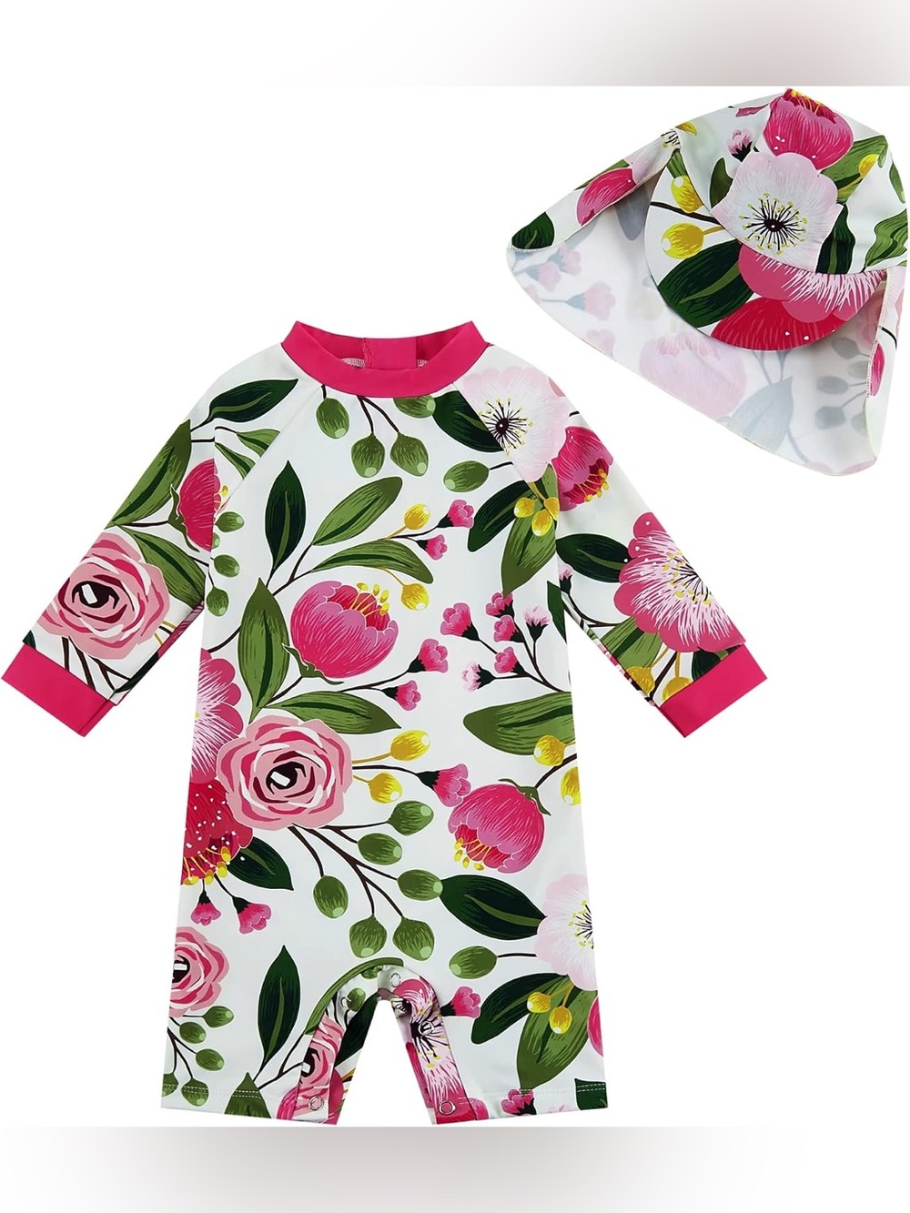 Up and Fast Kids Floral Rash Guard Swimsuit Set